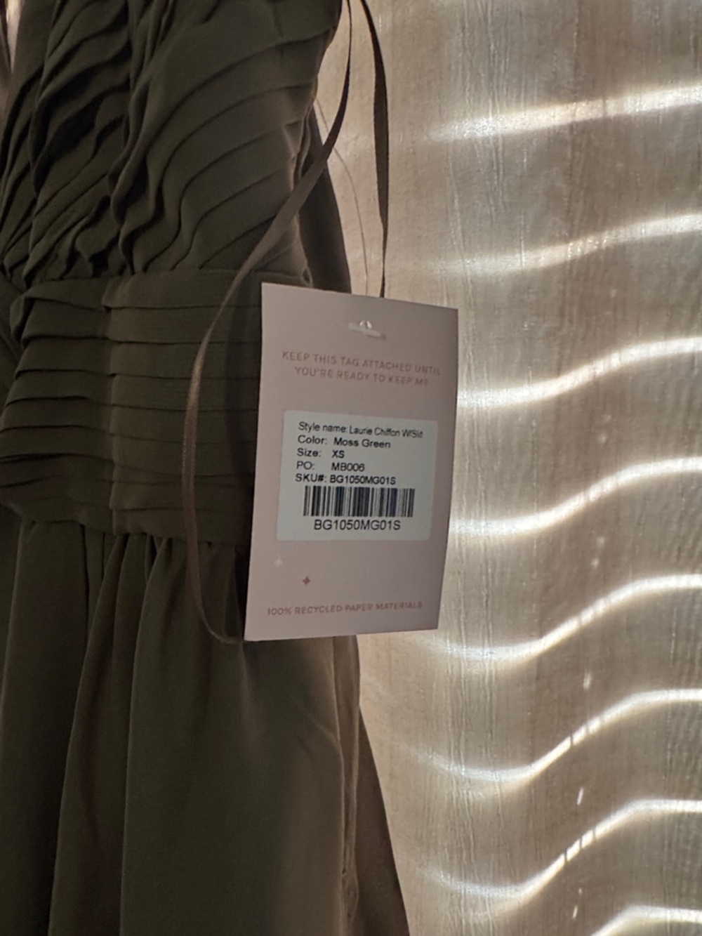 Sleeveless Olive Chiffon Maxi Dress with Ruched Bodice - Picture 2 of 3